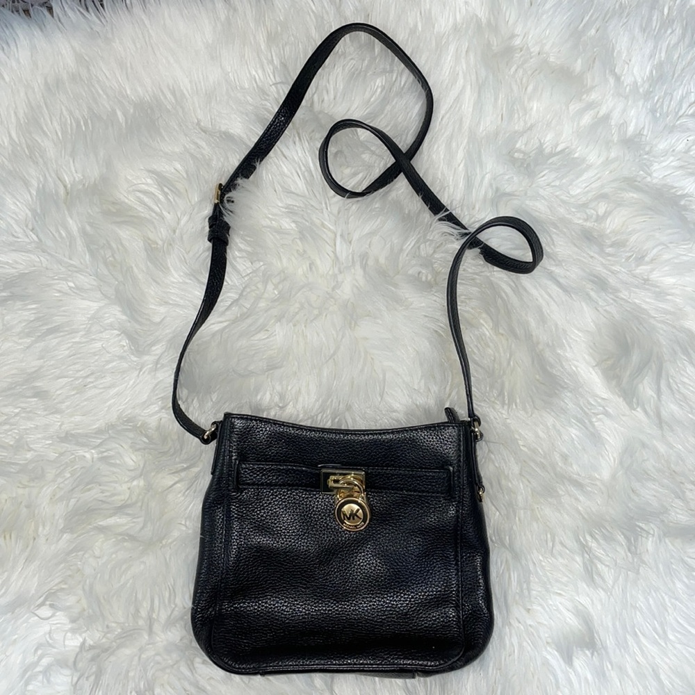 Black Leather Michael Kors Designer Crossbody Bag